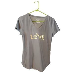 No Boundaries Gray T-shirt w/ Gold "Love" & Elephant Size Medium